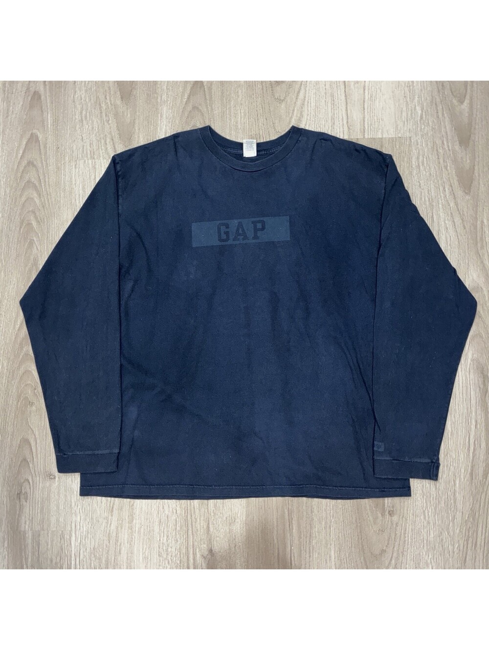Vintage 90s Gap Made in USA Long Sleeve Shirt Men's XXL Navy Blue Box Logo Top